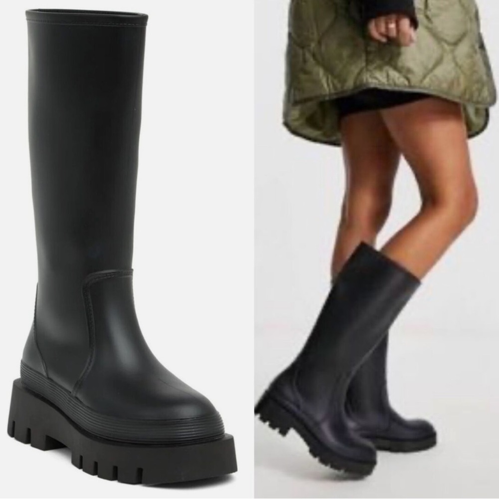 NWOT ▶️ JEFFREY CAMPBELL ◀️ BLACK MATTE WATERPROOF RAIN BOOT. Size 7